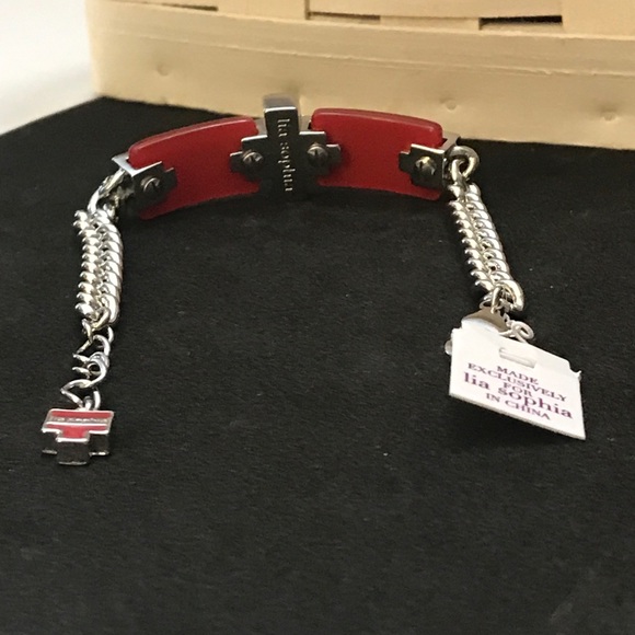 *SOLD* Red Bar Rhinestone & Chain Bracelet - Picture 3 of 6